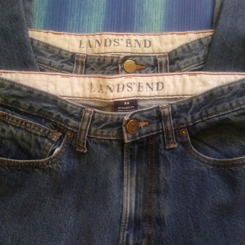 2 pair Lands End high waist mom jeans